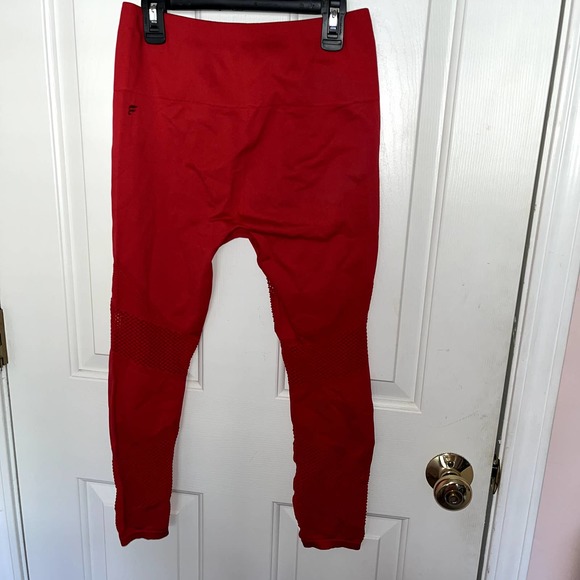 Fabletics High Waisted Athletic Mesh Persimmon Red Leggings Women's Small - Picture 5 of 7
